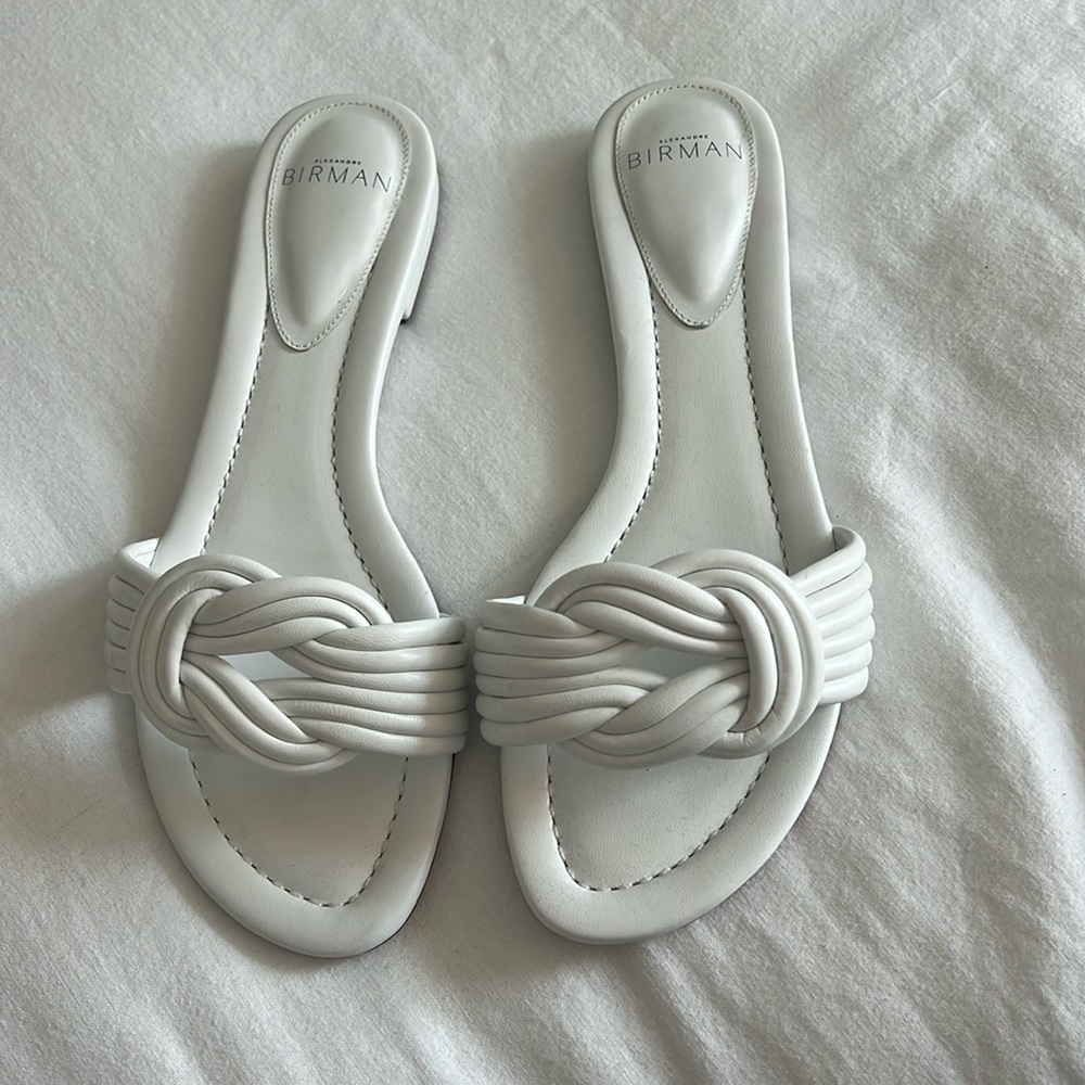 Alexandre Birman white leather knotted slides size 8.5